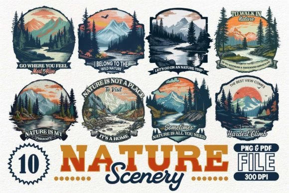 Bring the Outdoors to Life with Nature Scenery T-shirt Design Bundle
