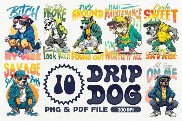 Drip Dog T-Shirt Design Bundle: Your Ultimate Print-Ready Solution