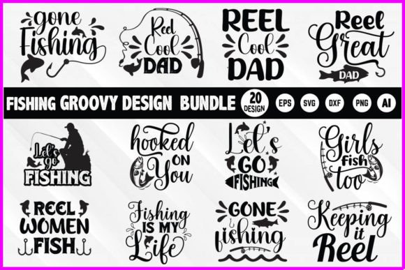 Fishing Groovy Design Bundle: Retro Vibes for Modern Creations