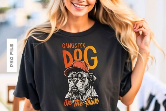 Gangster Dog on the Town: A T-Shirt Design for Streetwear Brands