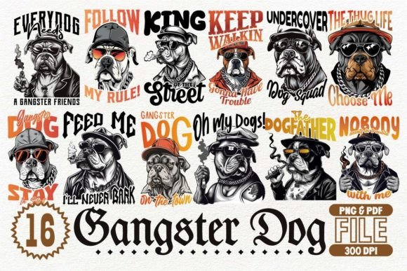 Gangster Dog T-Shirt Design Bundle: Unleash Your Brand