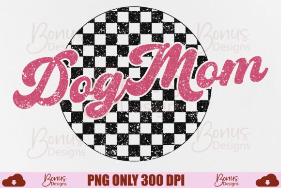 Retro Checkered Mom Design: A Charming Asset for Dog Lovers